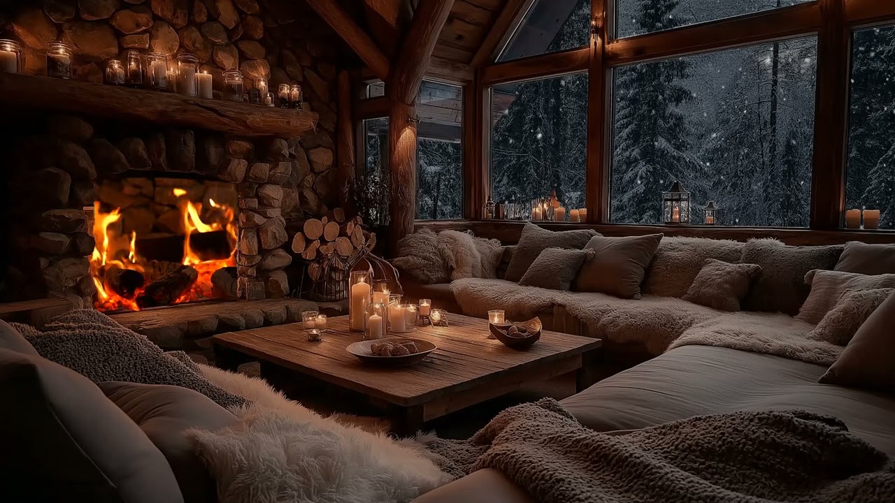Warm Winter Fireplace & Peaceful Piano | Relaxing Ambience for Sleep & Healing