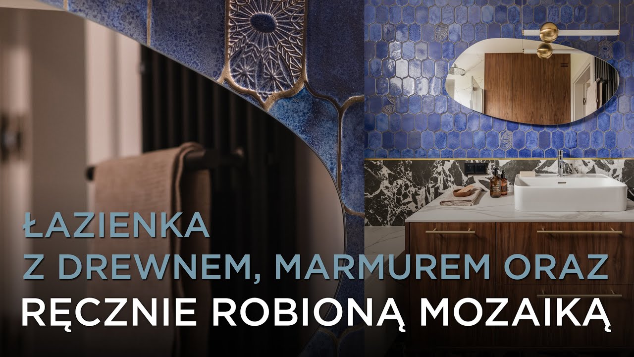 Drewno, marmur i ręcznie robiona mozaika w łazience - Project Tour #18