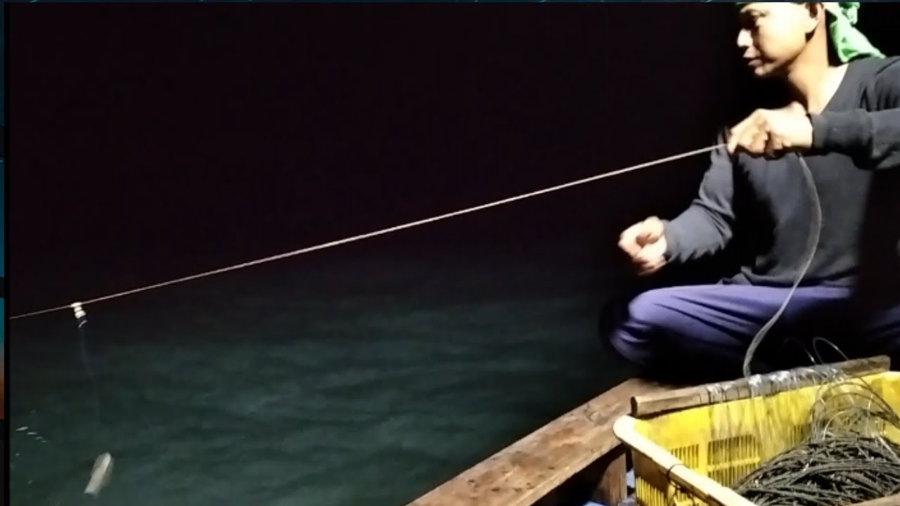Cara membuang rawai sistem manual langsung ditarik dapat ikan mayung