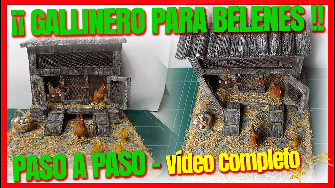 🐓🐣🐔 Gallinero para belenes paso a paso-Vídeo completo 🐔🐣🐓
