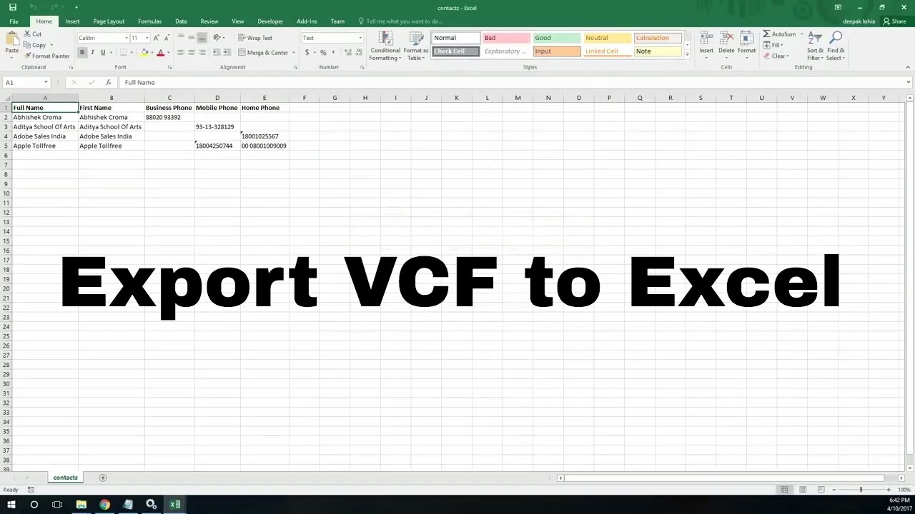 how to export vcf to excel | vba- vbatip#15