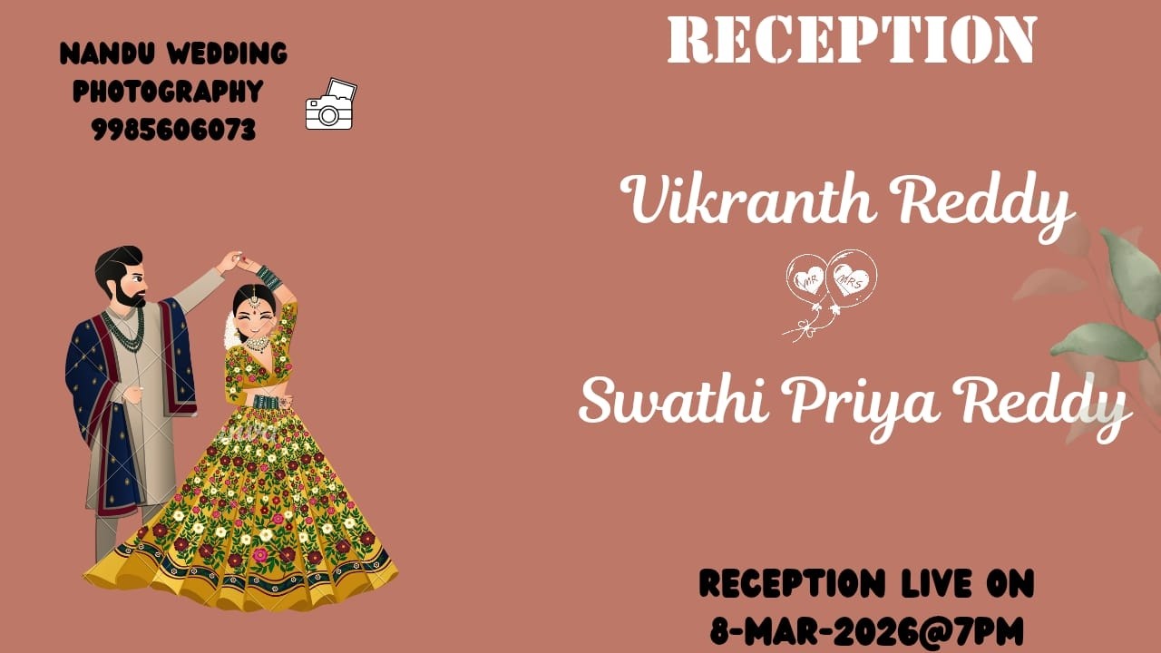 Vikranth Reddy With Swathi Priya Reddy  Reception Live On 8-Mar-2026@7Pm