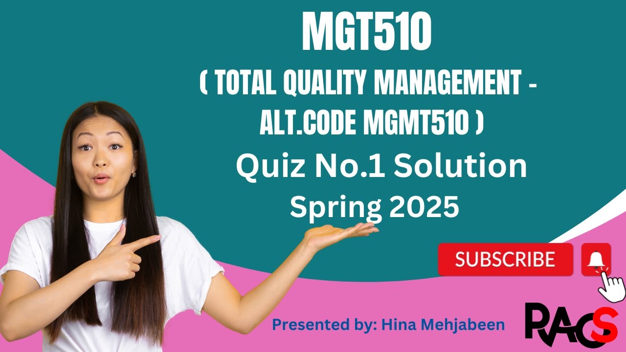 MGT510/MGMT510 (Total Quality Management) Quiz No.1 Solution Spring 2025 -By Rare Academy of Science