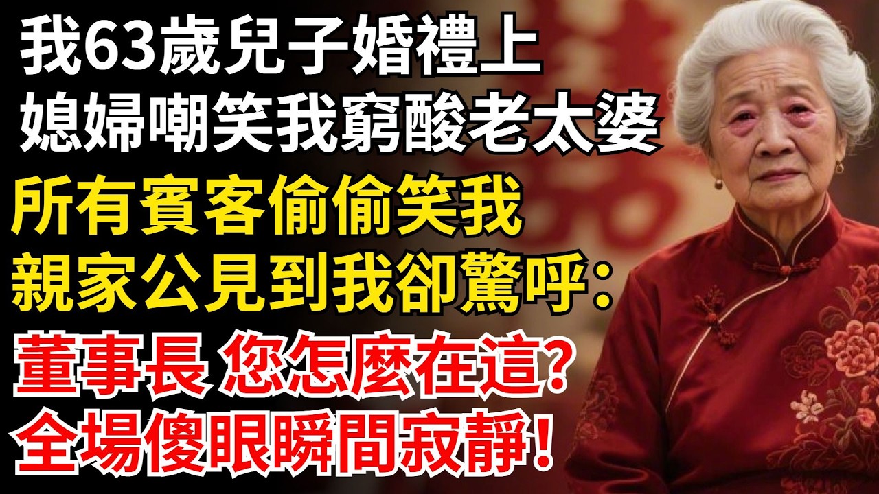 我63歲，兒子婚禮上，媳婦嘲笑我窮酸老太婆，所有賓客偷偷笑我，親家公見到我卻驚呼：董事長 您怎麼在這？全場傻眼瞬間寂靜！#晚年生活#中老年生活#為人處世#生活經驗#情感故事#幸福人生