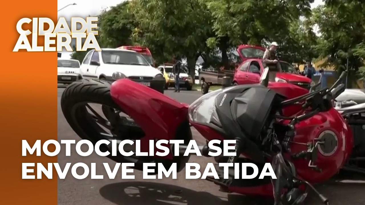 Motociclista bate contra carreta e um carro em Londrina; homem precisou ser encaminhado ao hospital