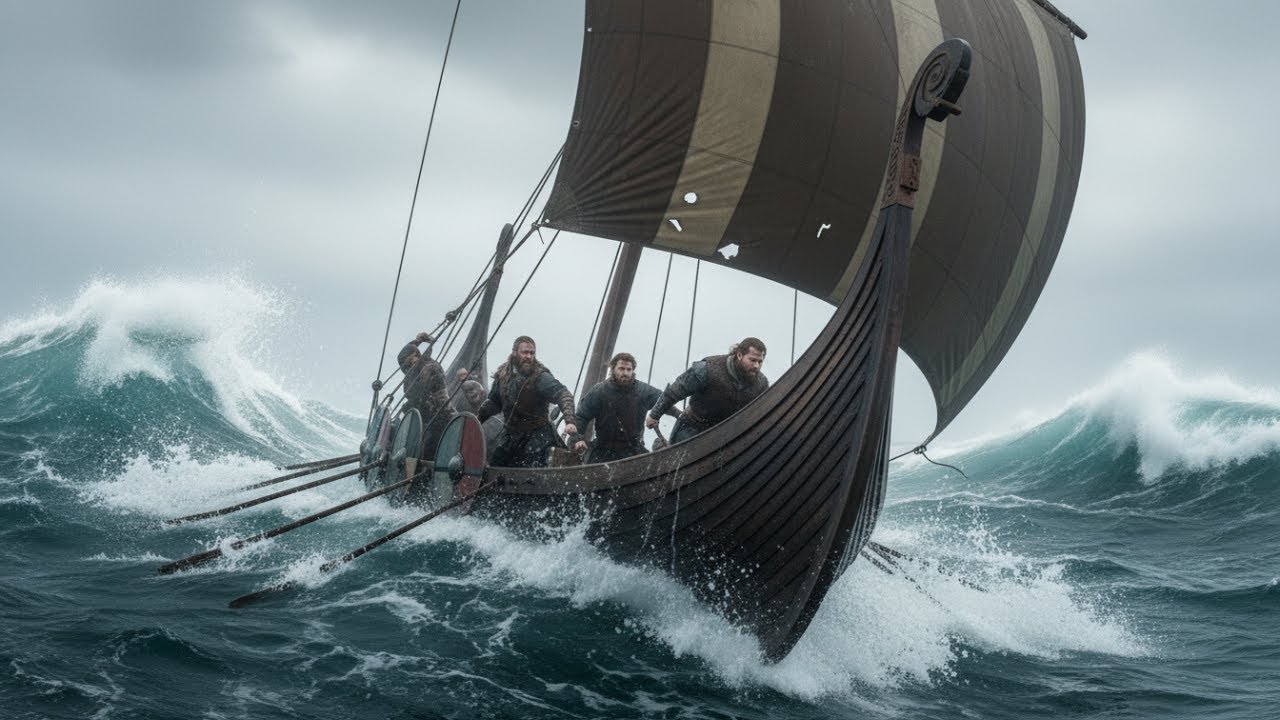 Surviving the unforgiving North Sea Storm on a lone Viking longship