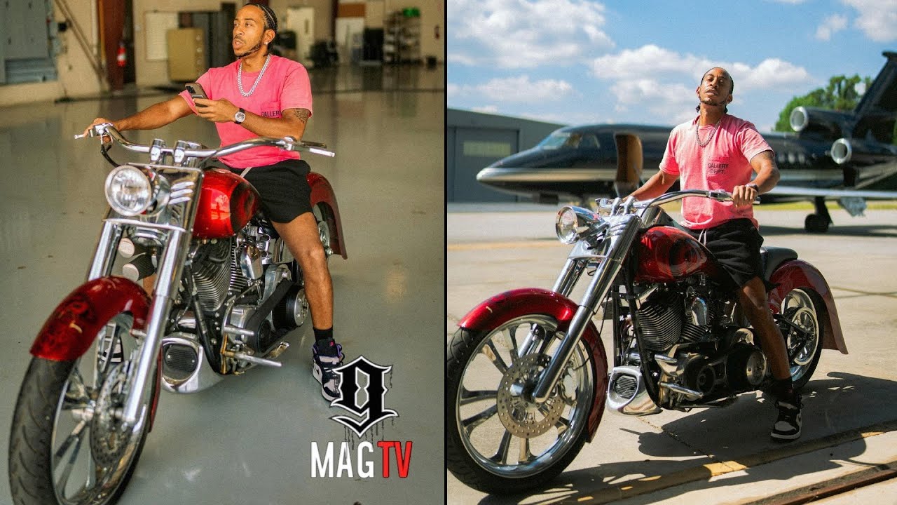 Ludacris Stunts Like Rick Ross & Pulls His Harley Davidson Motorcycle Up To Private Jet Hanger! 🛩