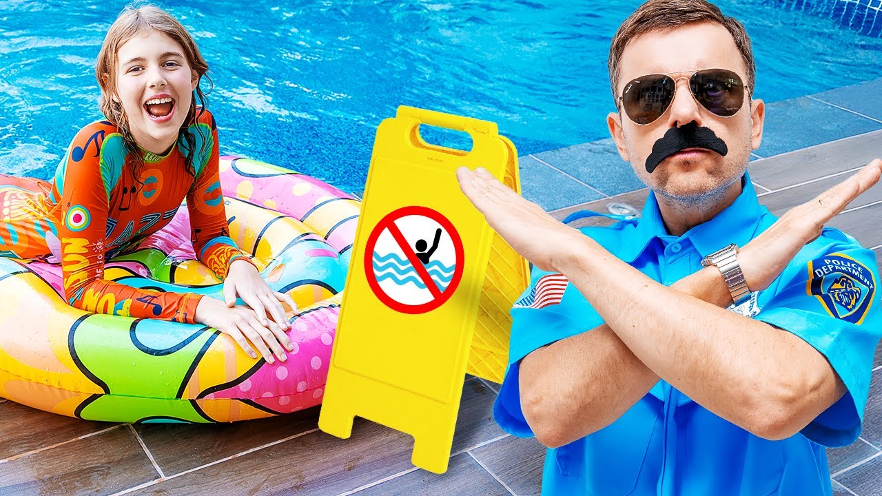 Dad Teaches Pool Safety Rules with Vania Mania Kids!