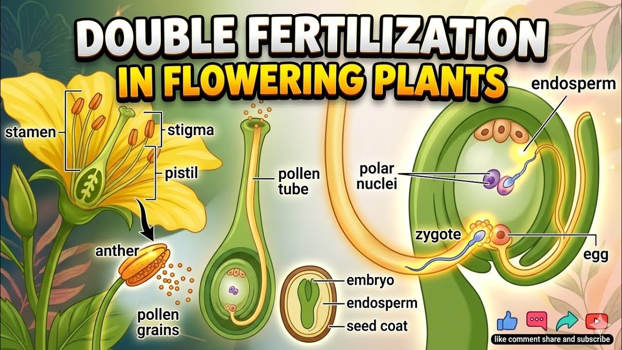Double Fertilization in Angiosperms Animation (Easy Understanding