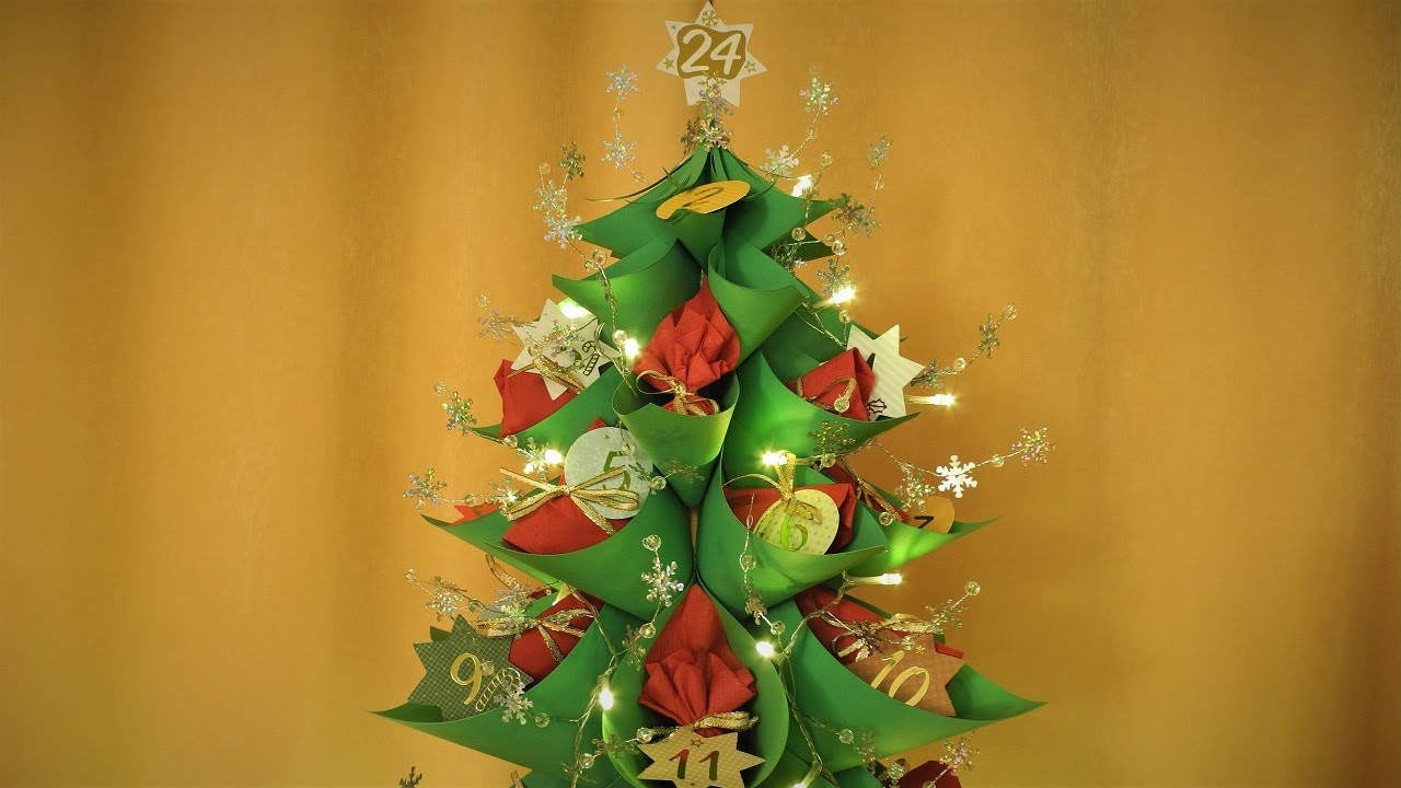 Tannenbaum basteln. Adventskalender selber machen. Weihnachtsdeko. Kreative Idee DIY
