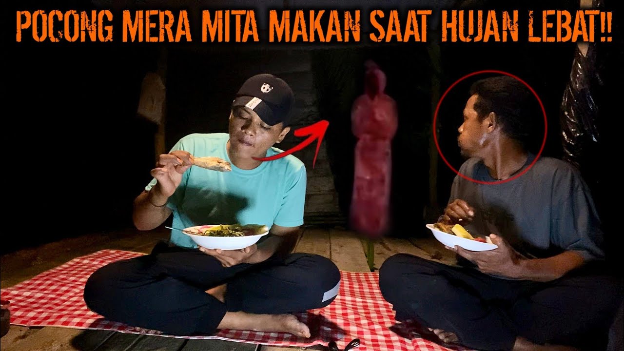 CAMPING HOROR POCONG MERAH DATANG MINTA MAKAN SAAT HUJAN LEBAT TERJEBAK DI RUMAH KOSONG!!