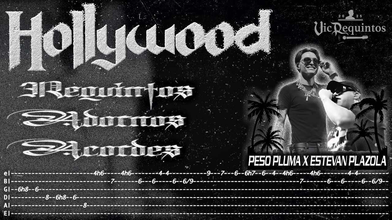 HOLLYWOOD - Peso Pluma, Estevan Plazola - TABS - Requintos/Acordes/Adornos -Tutorial