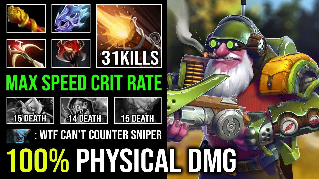 WTF 100% PHYSICAL DMG Unlimited Crit Knockback Even Hard Counter Can't Stop Sniper Dota 2