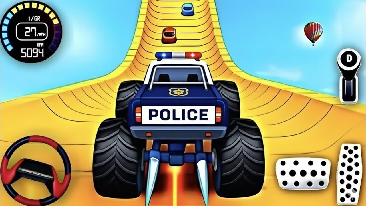 Crazy Police Monster Truck Mega Ramp Challenge 💥 | Extreme Stunt Racing 2026