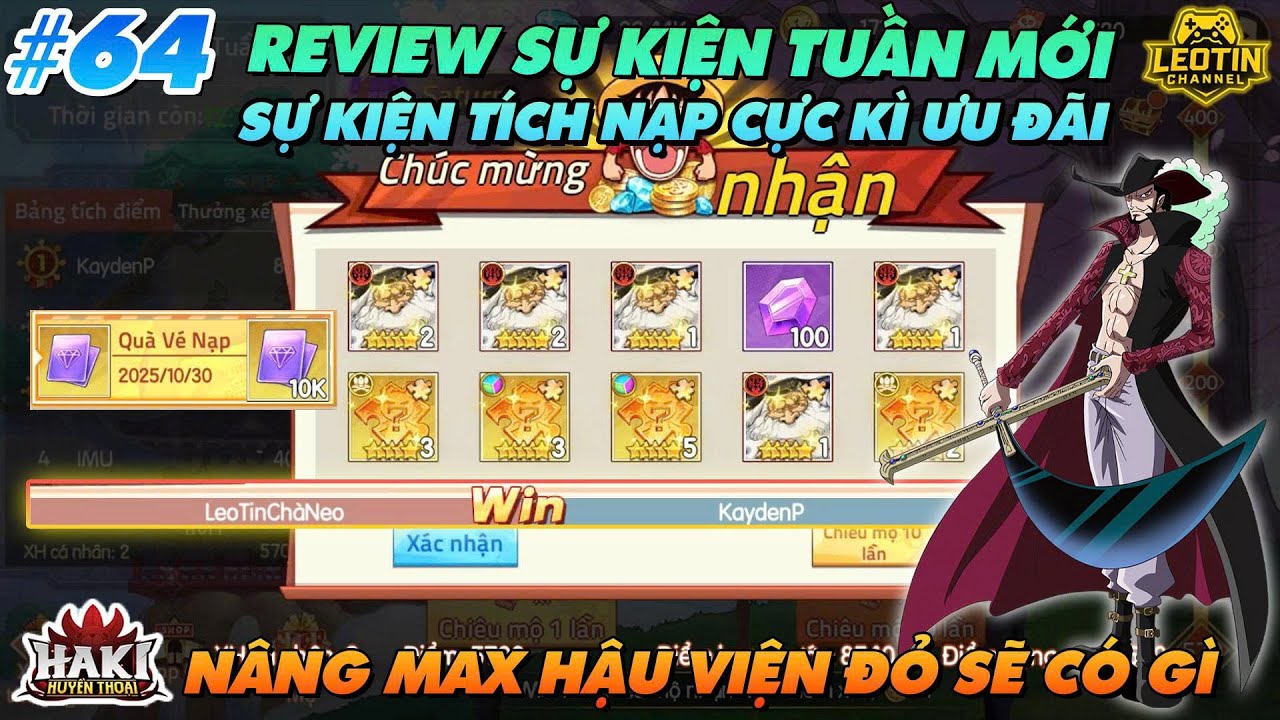 HAKI HUYỀN THOẠI - #64 NẠP 30M CHƠI SƯ KIỆN TÍCH NẠP - TIÊU 6M CHO HẬU VIỆN - KATA UR RA MẮT