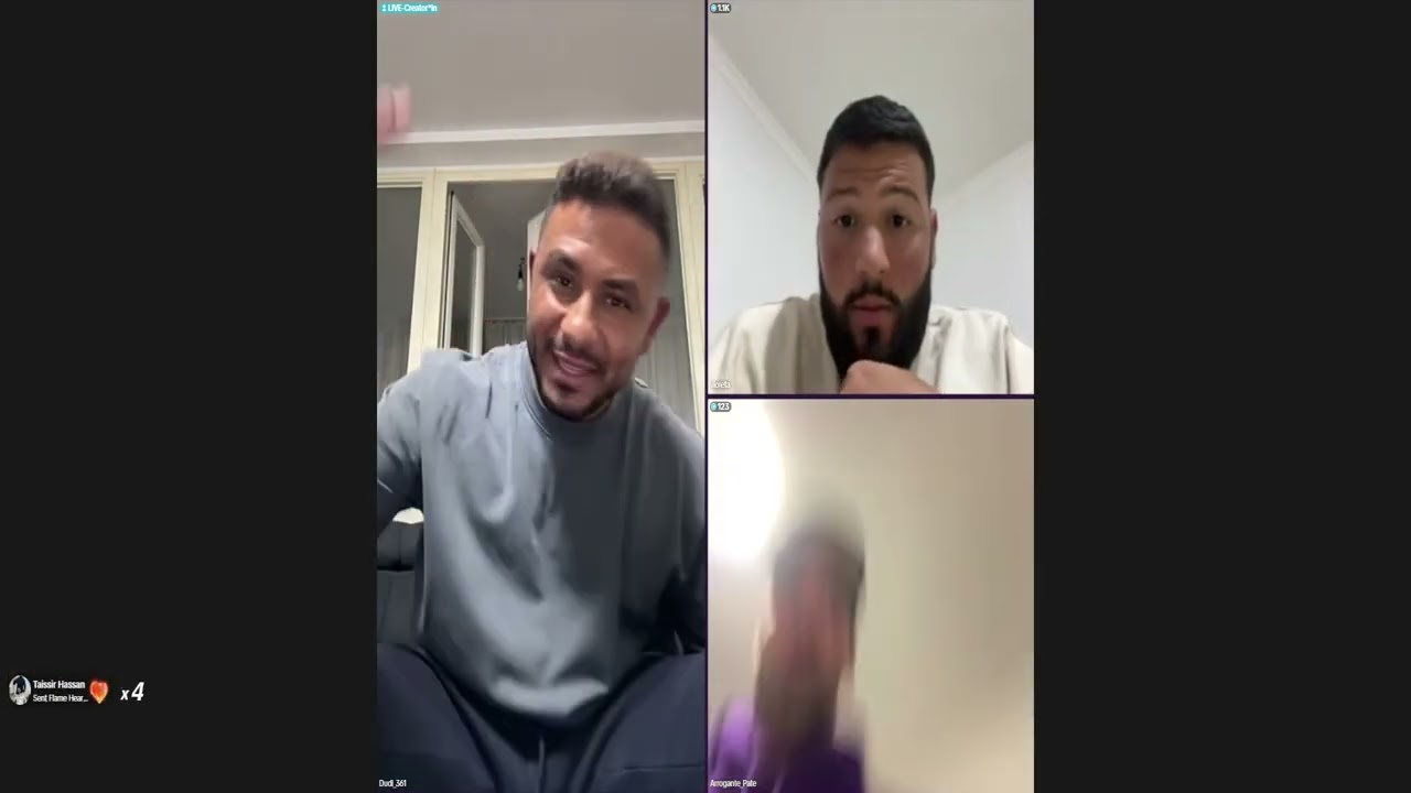 Tik Tok Cringe Dudi361 live mit Barello Arrogante Pate und Jihad reden über die Amar47 thematik