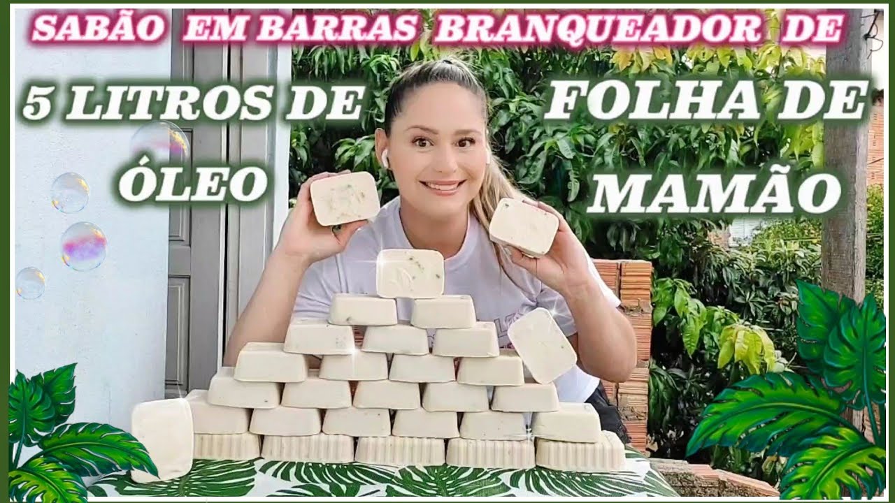 SABÃO EM BARRA DURÃO COM  5L  DE ÓLEO USADO DE FOLHAS DE MAMÃO BRANQUEADOR- LIMPA TUDO