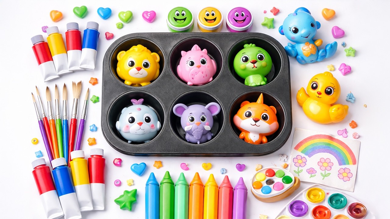 8 minutes Relaxing No Talking ASMR | Color Mixing with 3D Animals 🧸