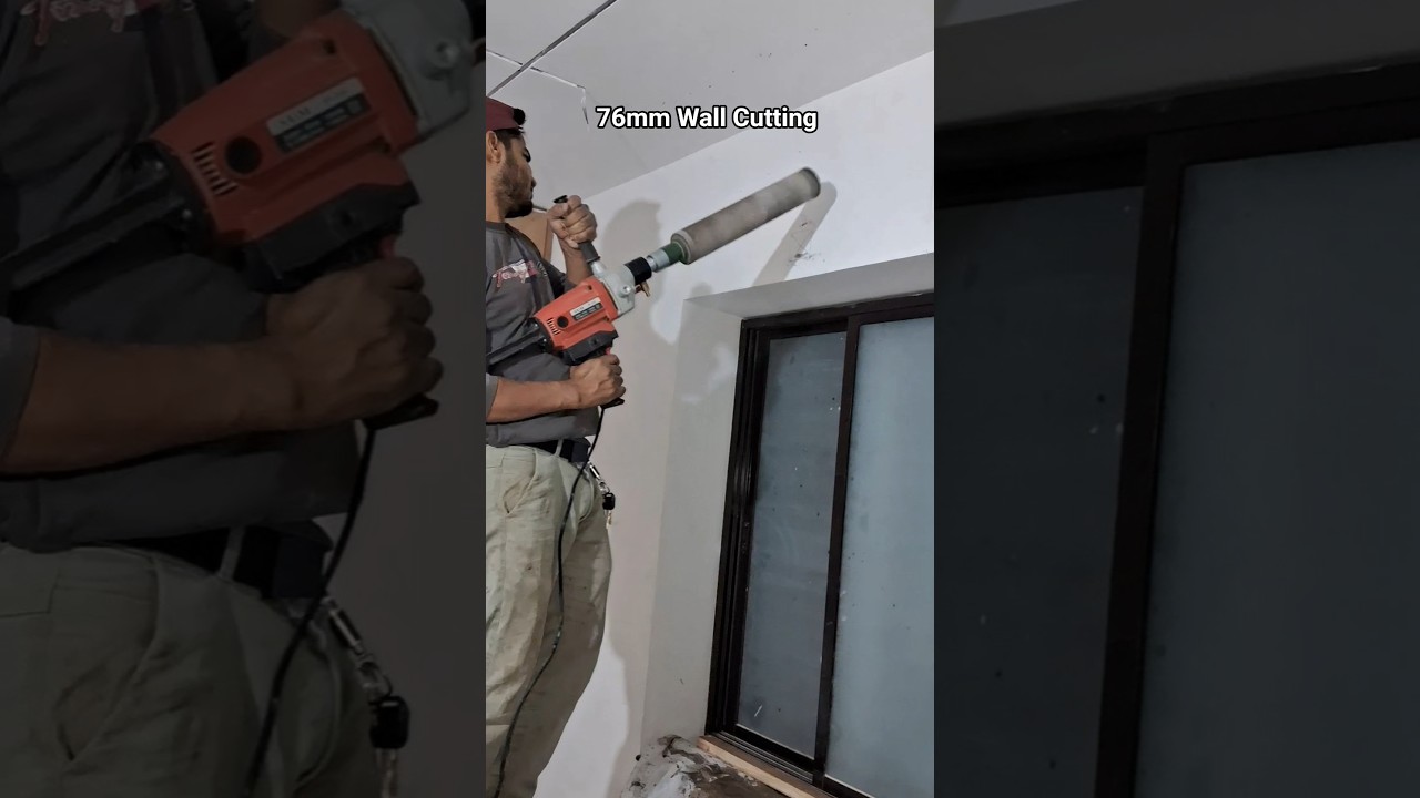 76mm Wall Cutting.How to operate a core cutting drill machine. 