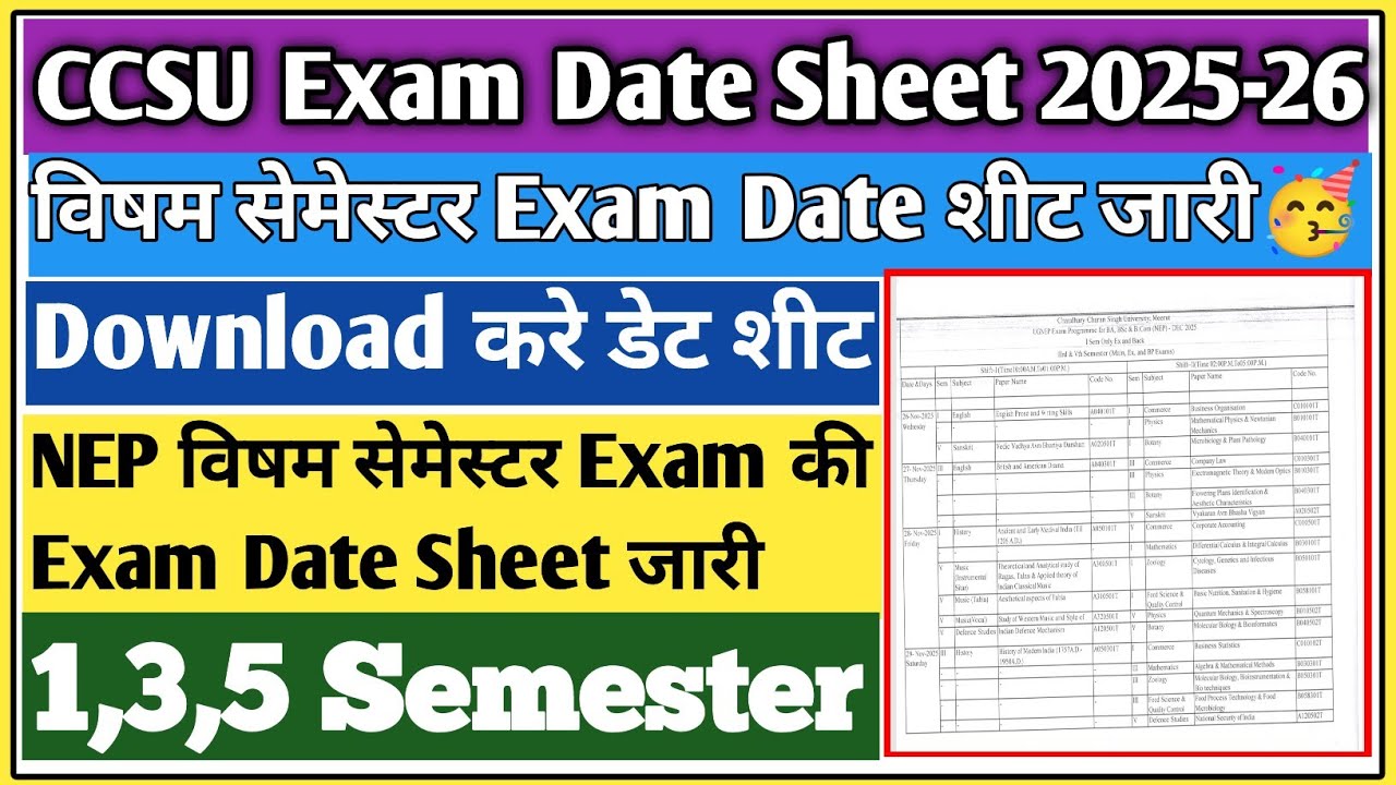 CCSU exam date sheet 2025 | CCSU date sheet 2025 | CCSU date sheet 2025 kaise download kare 