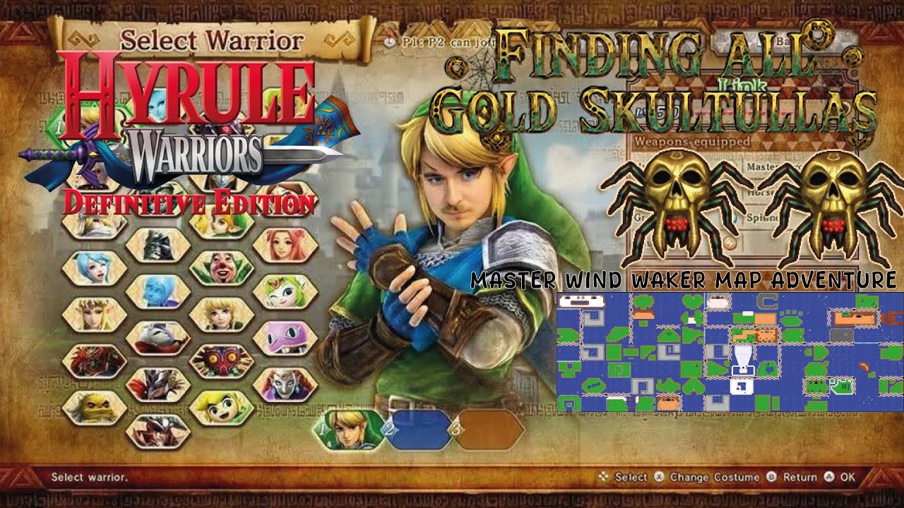 HYRULE WARRIORS ADVENTURE MAP - MASTER WIND WAKER MAP GOLDEN SKULTULLAS