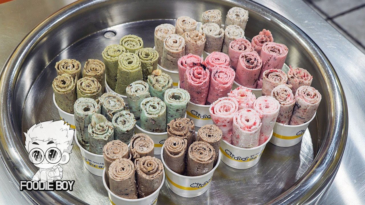 Ролл мороженое - Уличная еда в Корее