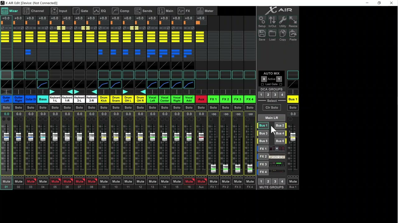 XR18 PC editor Setting 다락 합주실 디지털믹서 XR18 PC사용 개요