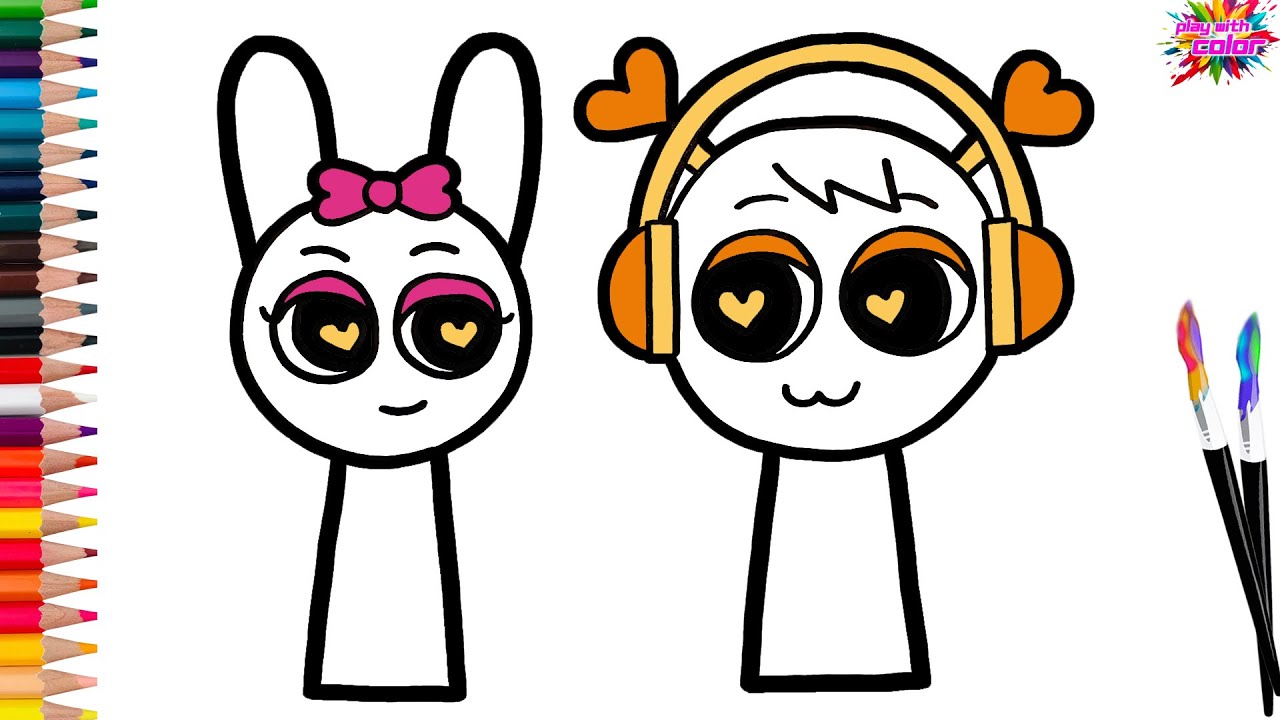 ow to draw a Cute Pinky and Oren From Sprunki | Easy tutorial