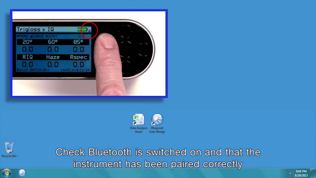 Bluetooth operation guide for the Rhopoint IQ