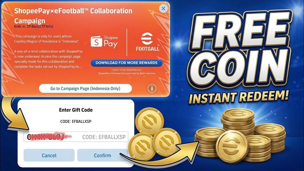 Новая акция с подарочным кодом на бесплатные монеты в eFootball 2026
