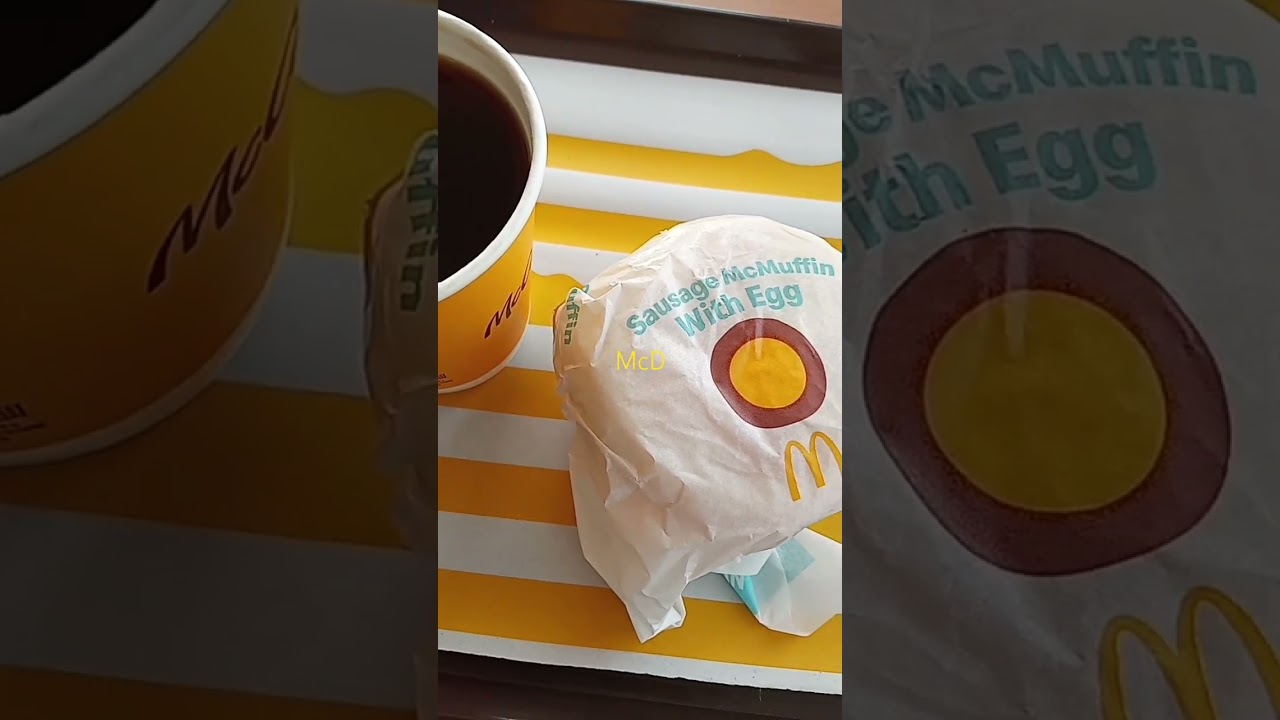 morning breakfast McD  McMuffin Americano coffee ☕🍔 😋