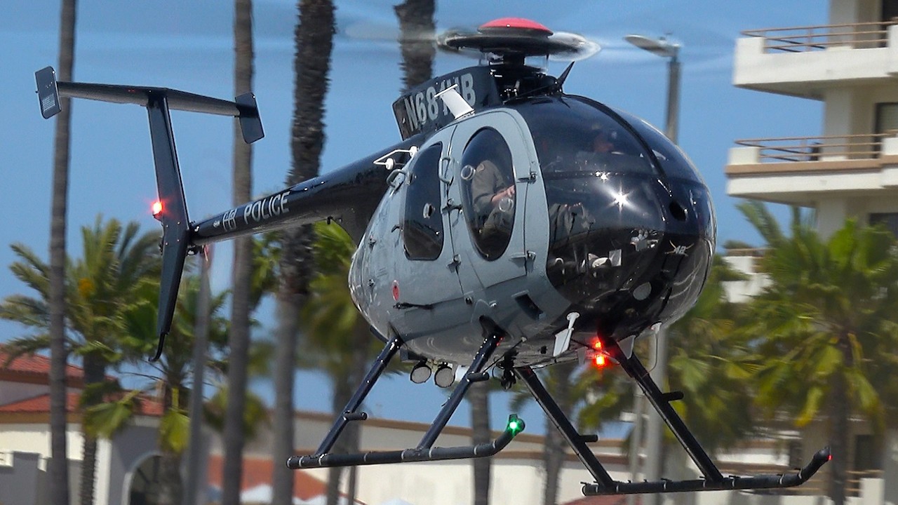 MD-530F Police Helicopter: Engine Start, Landings & Takeoff at Hot Rods & Helos