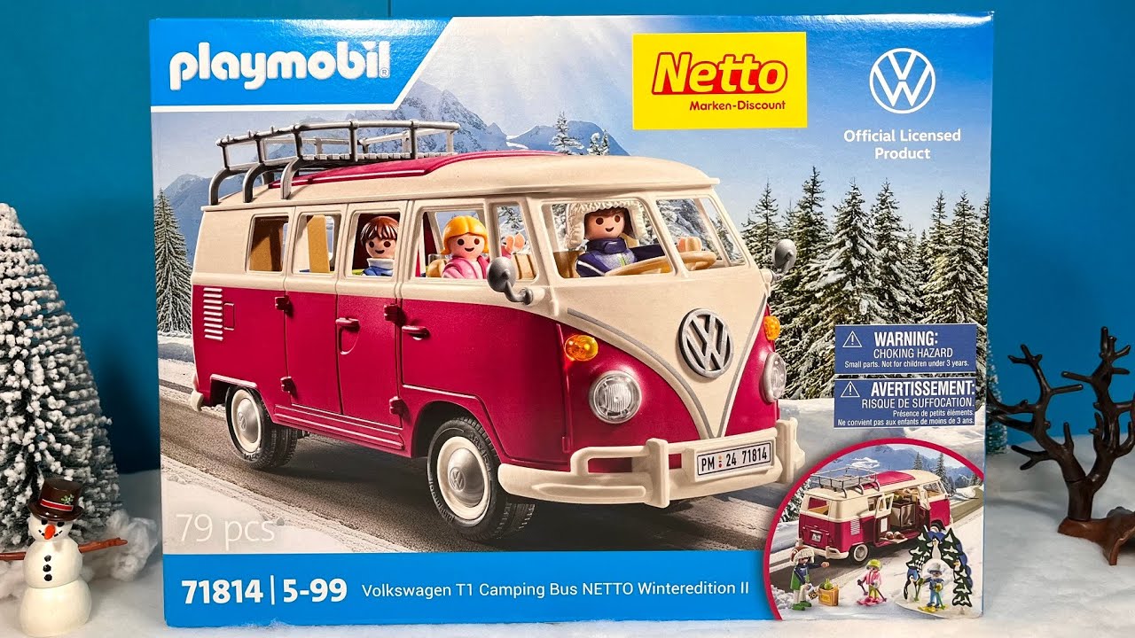 Unboxing Playmobil Volkswagen T1 Camping Bus Winteredition II | Netto | 71814 | VW Bulli | Auspacken