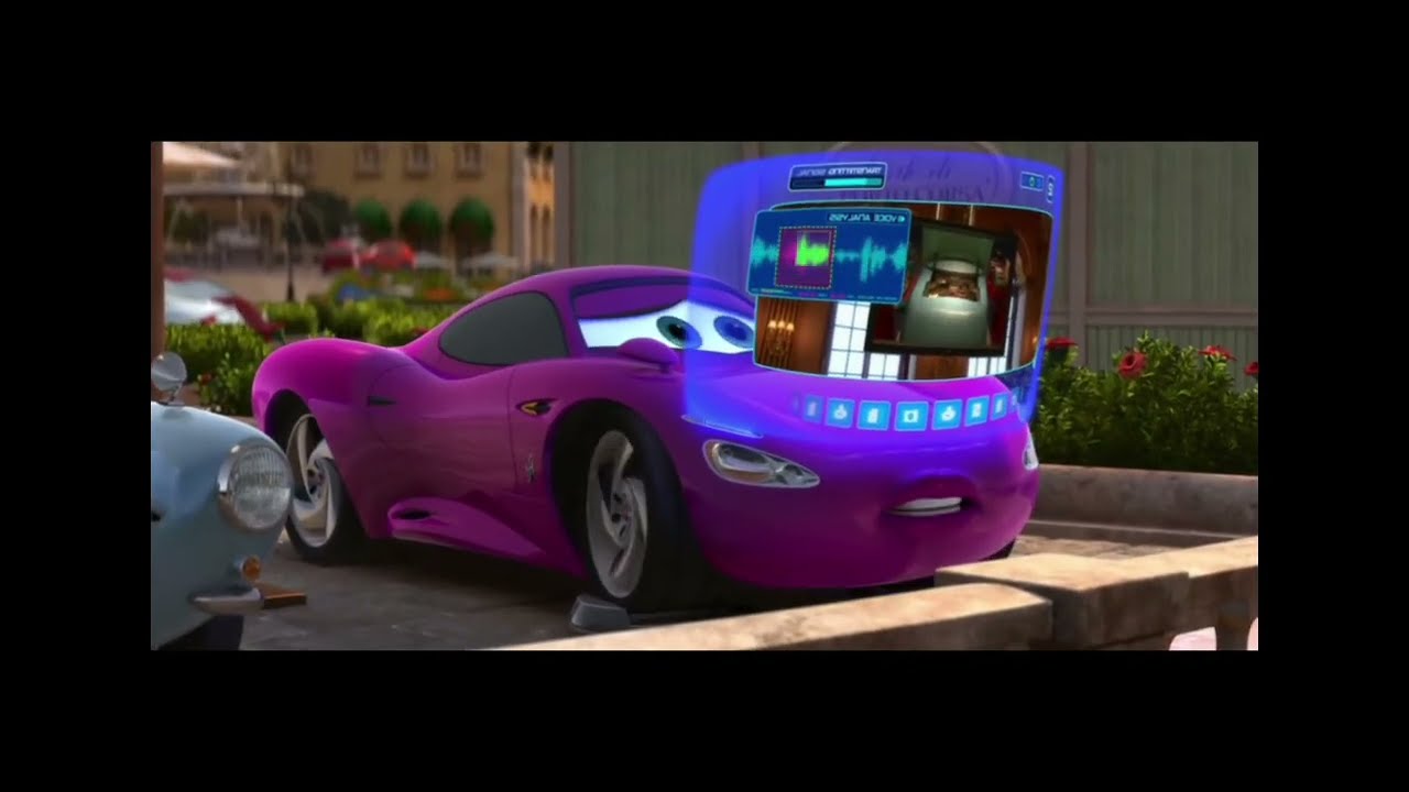 Cars 2 Miles Axelrod voice scene Italy race and lemon meeting