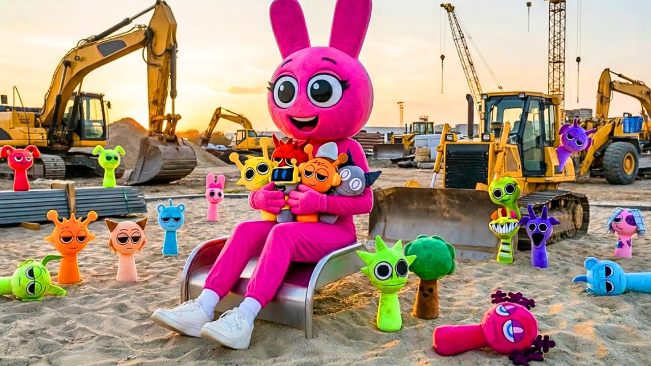 Is something wrong at the construction site  Pinki & Sprunki