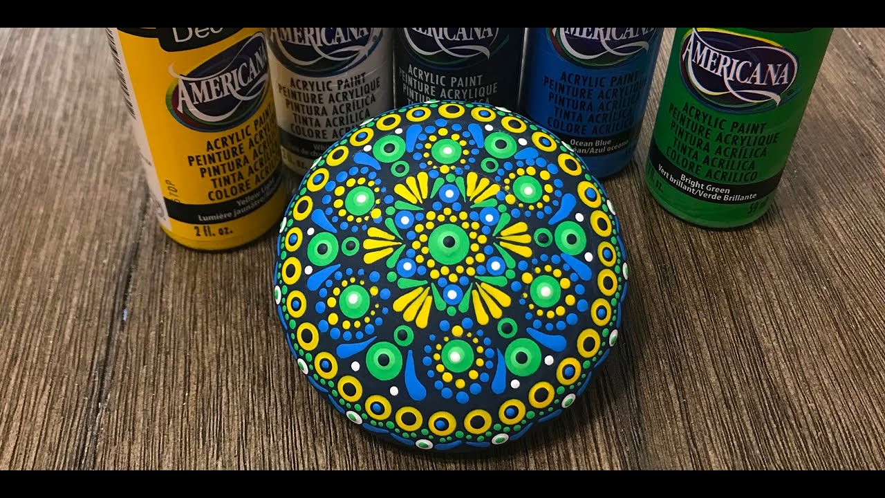 Dot mandala painting on a molded art stone step by step - 305