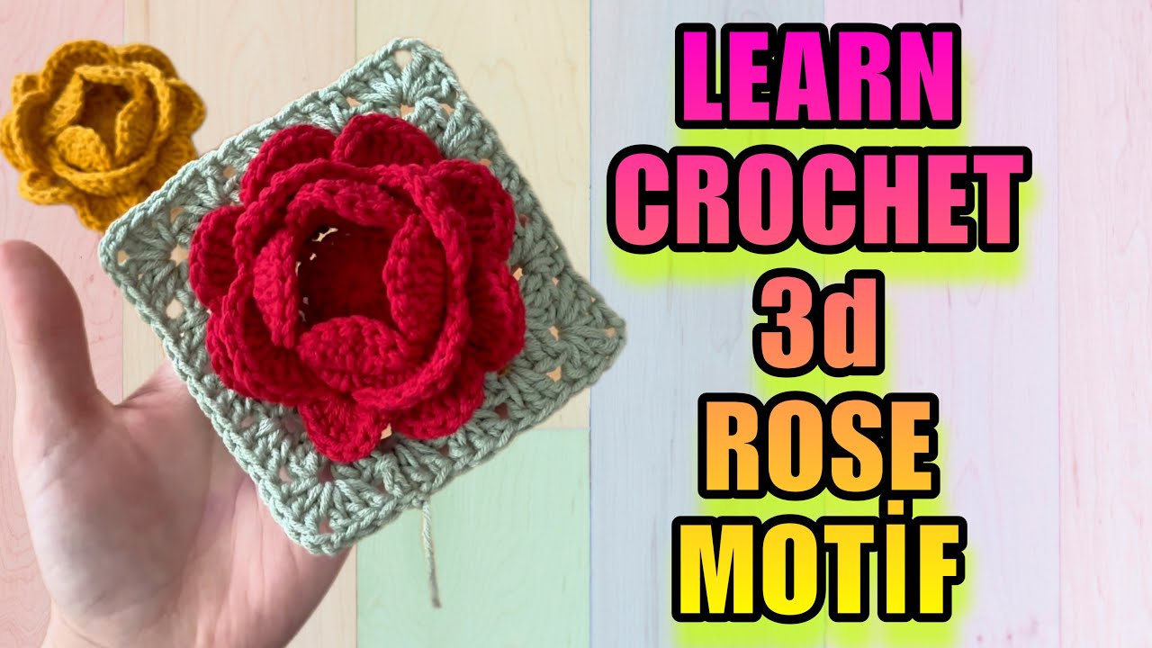 HOW TO CROCHET 3d ROSE MOTİF 🤩 LEARN CROCHET | Crochet Season😎