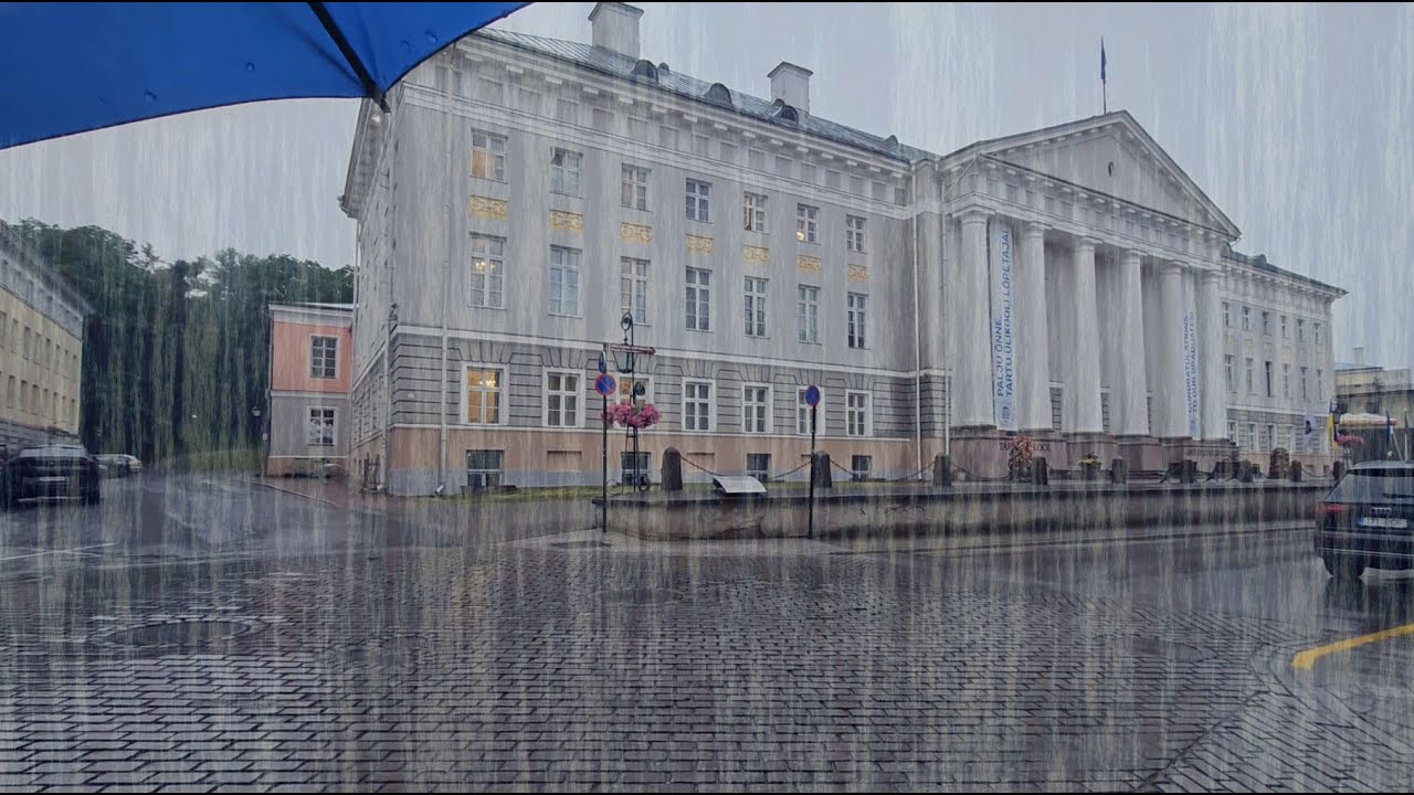 4K I walk in Heavy Thunderstorm  Tartu Estonia