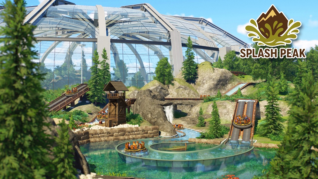 Scenic RIVER RAPIDs and SPLASH DOME Waterpark in Planet Coaster 2