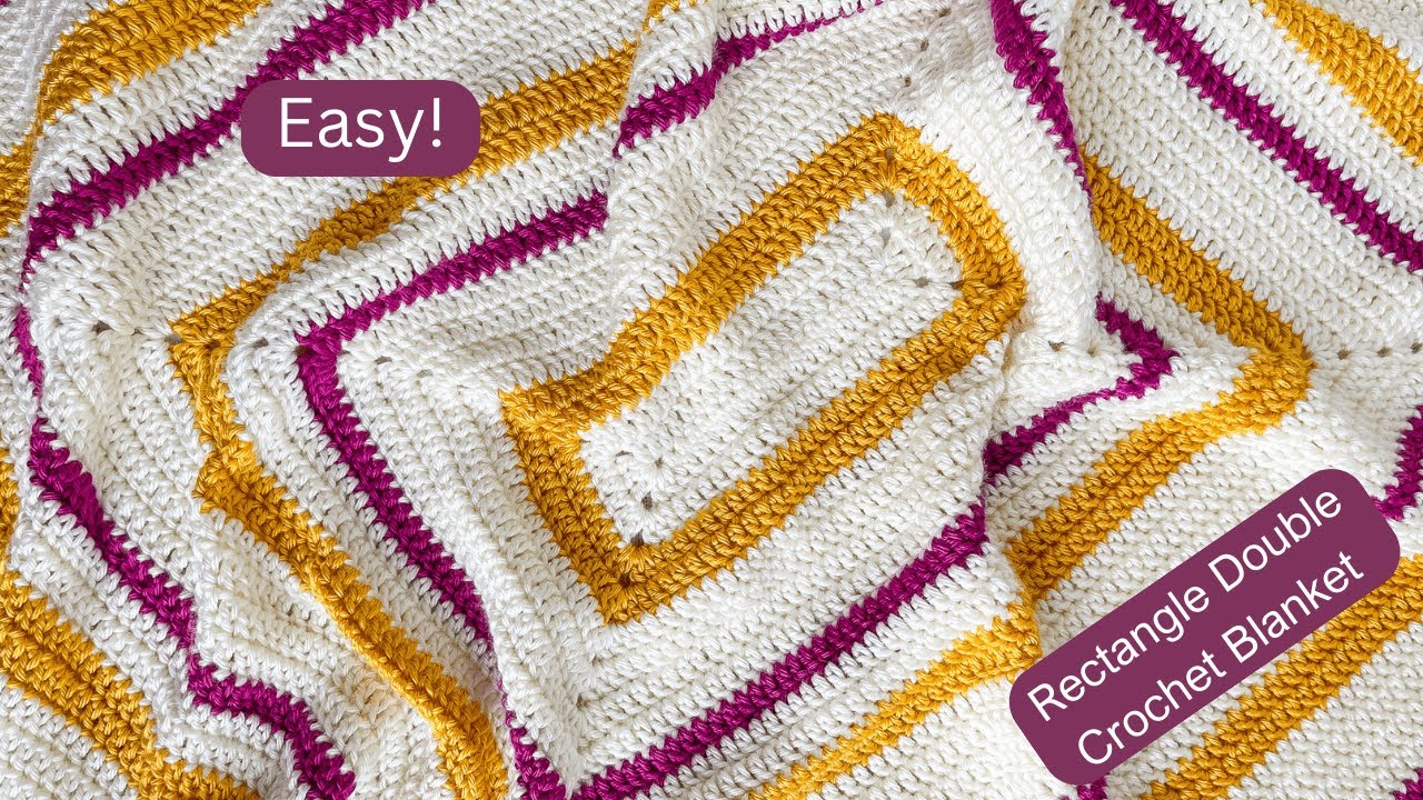 Crochet Rectangle Blanket with Easy Double Crochet Stitches! Beginner-friendly!