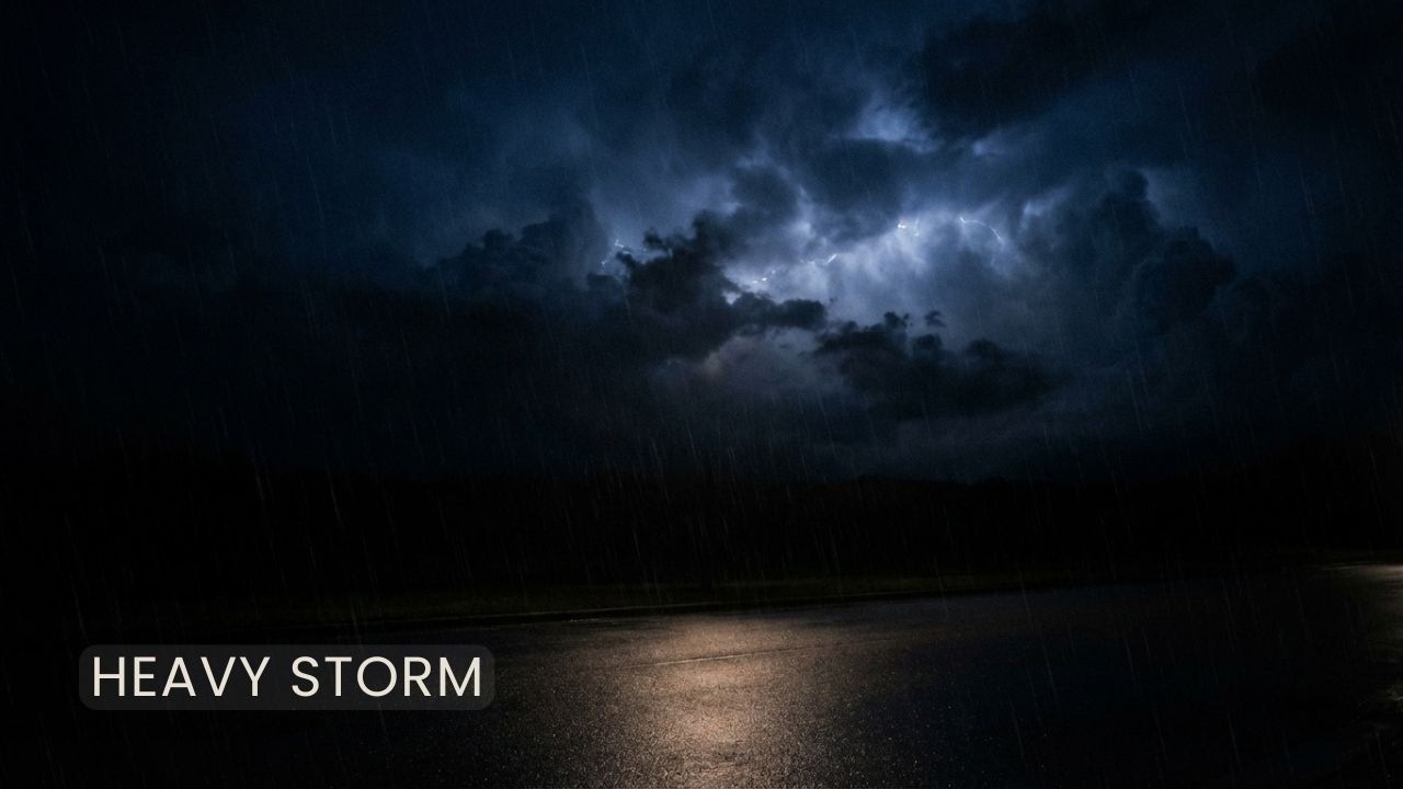 Heavy Thunderstorm at Night – 3 Hours | Rain, Thunder & Dark Sky for Deep Sleep