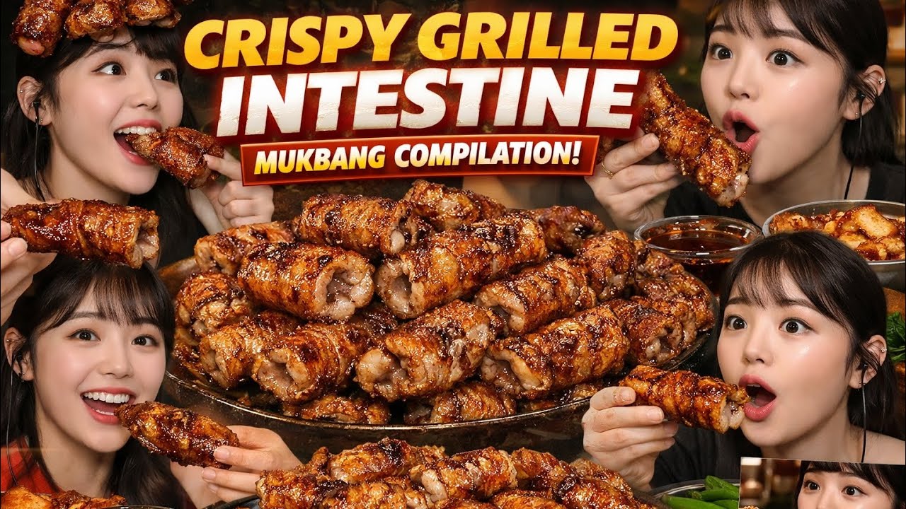 Smoky & Crispy Grilled Intestine Mukbang Compilation | Satisfying Crunch #asmr #mukbang #spicyfood 