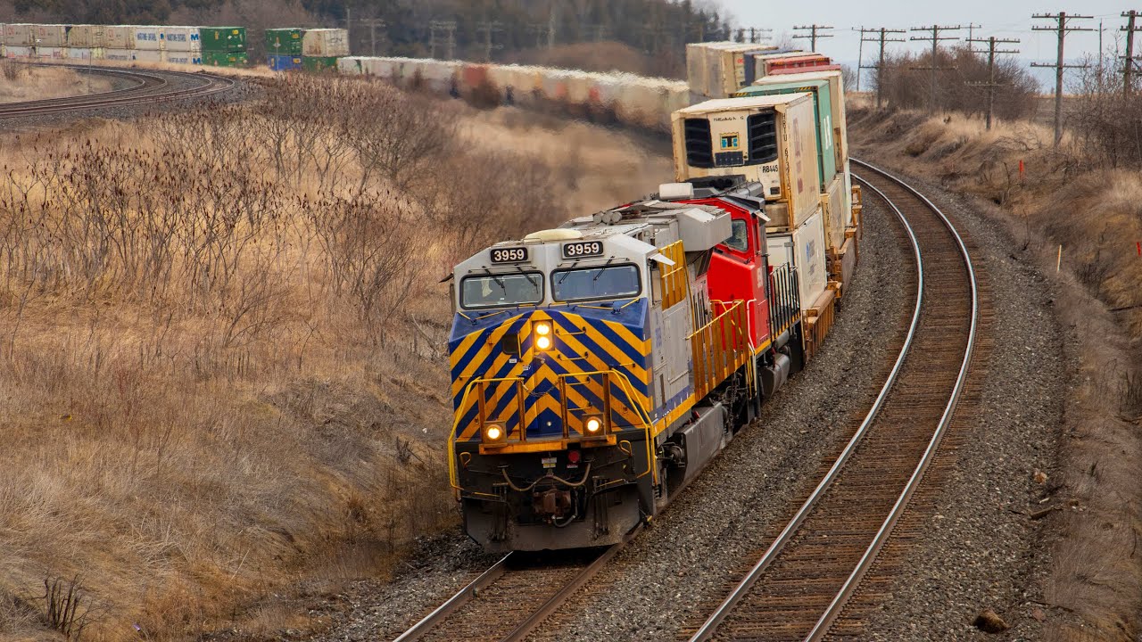 [4K] Busy Day at Lovekin Bridge | CN, VIA & CP Trains | 4/04/22