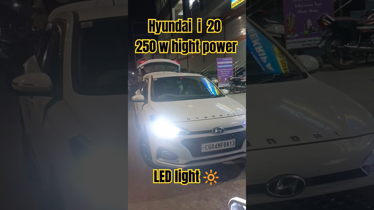 250 w LED light , hyundai I 20 , best car led light, #viealreels #trending #led #ytshorts #shorts