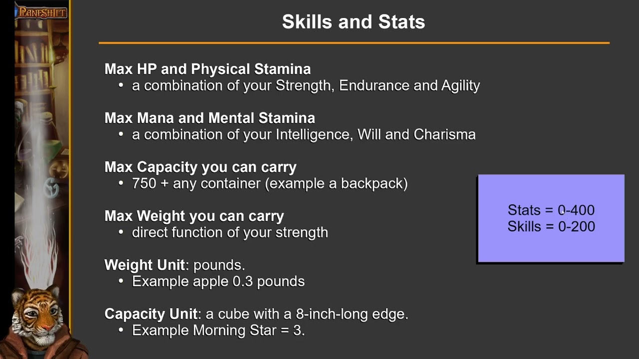 PlaneShift - Stats and Skills