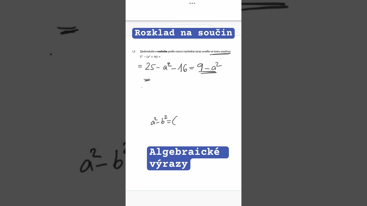 Rozklad na součin #prijimacky #matematika #studenti #matika #vyuka #zvladnuto #algebraickevyrazy