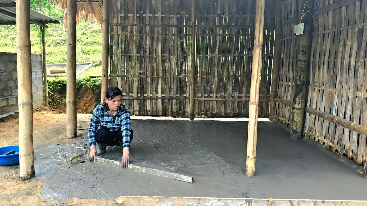 Renovate the entire kitchen background with sand and cement solid - peaceful life / Triệu Ghến.