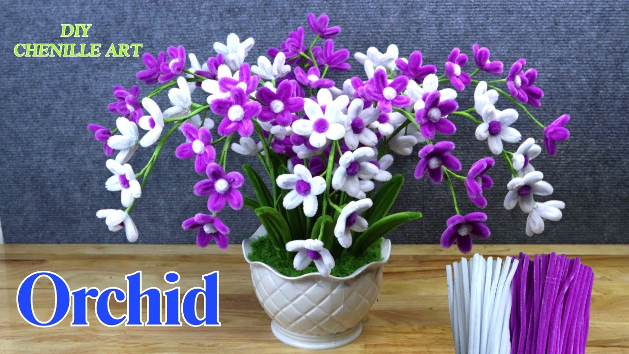 🌸 How to Make Orchid Flower Pot with Pipe Cleaners 🌸 | Super Easy for Beginners