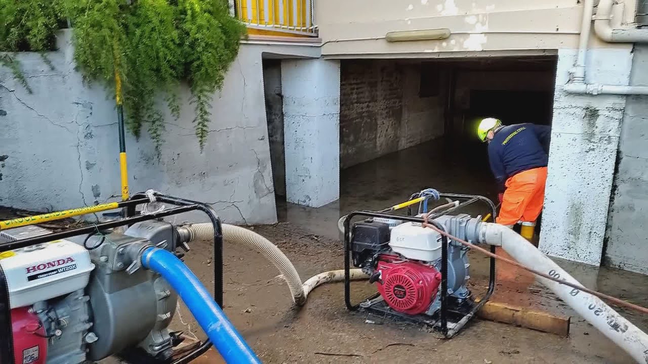 Allagamenti a Chiavari nel quartiere di Ri Basso per l'esondazione dell'Entella