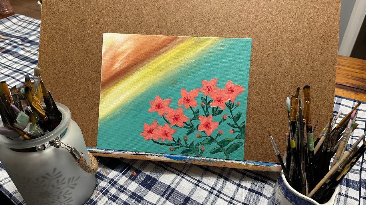Easy fun acrylic flower painting!